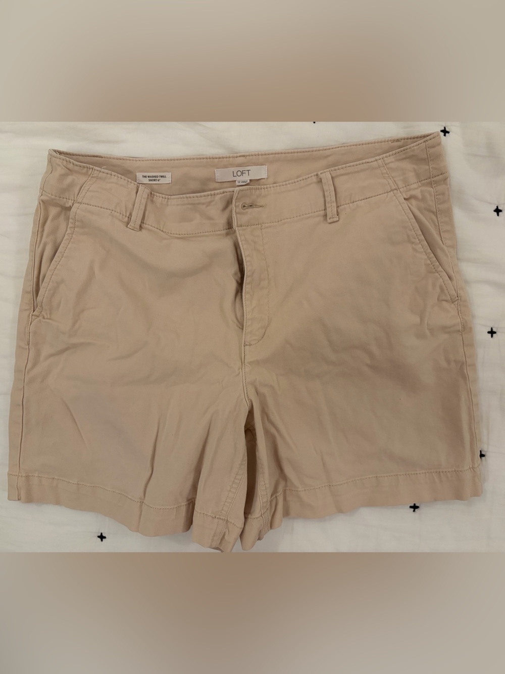 LOFT Beige Chino Bermuda Shorts